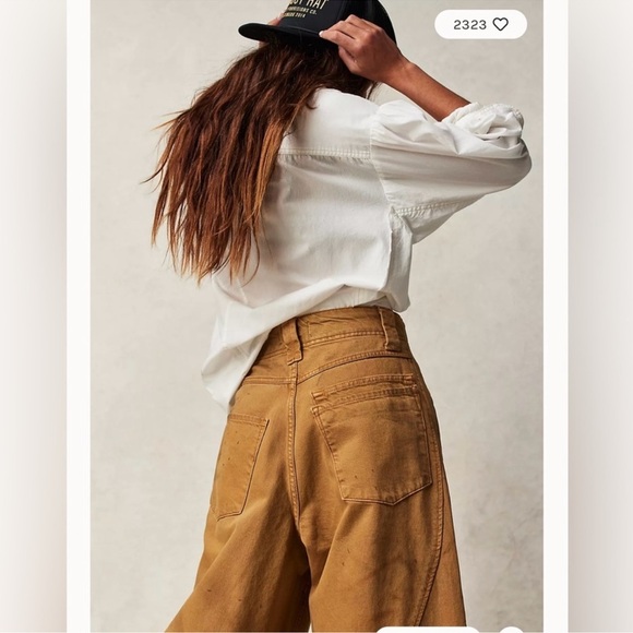 NEW Free People We The Free Chill Vibes Dropped Wide Leg Khaki Scout Jeans 31 - Picture 5 of 10